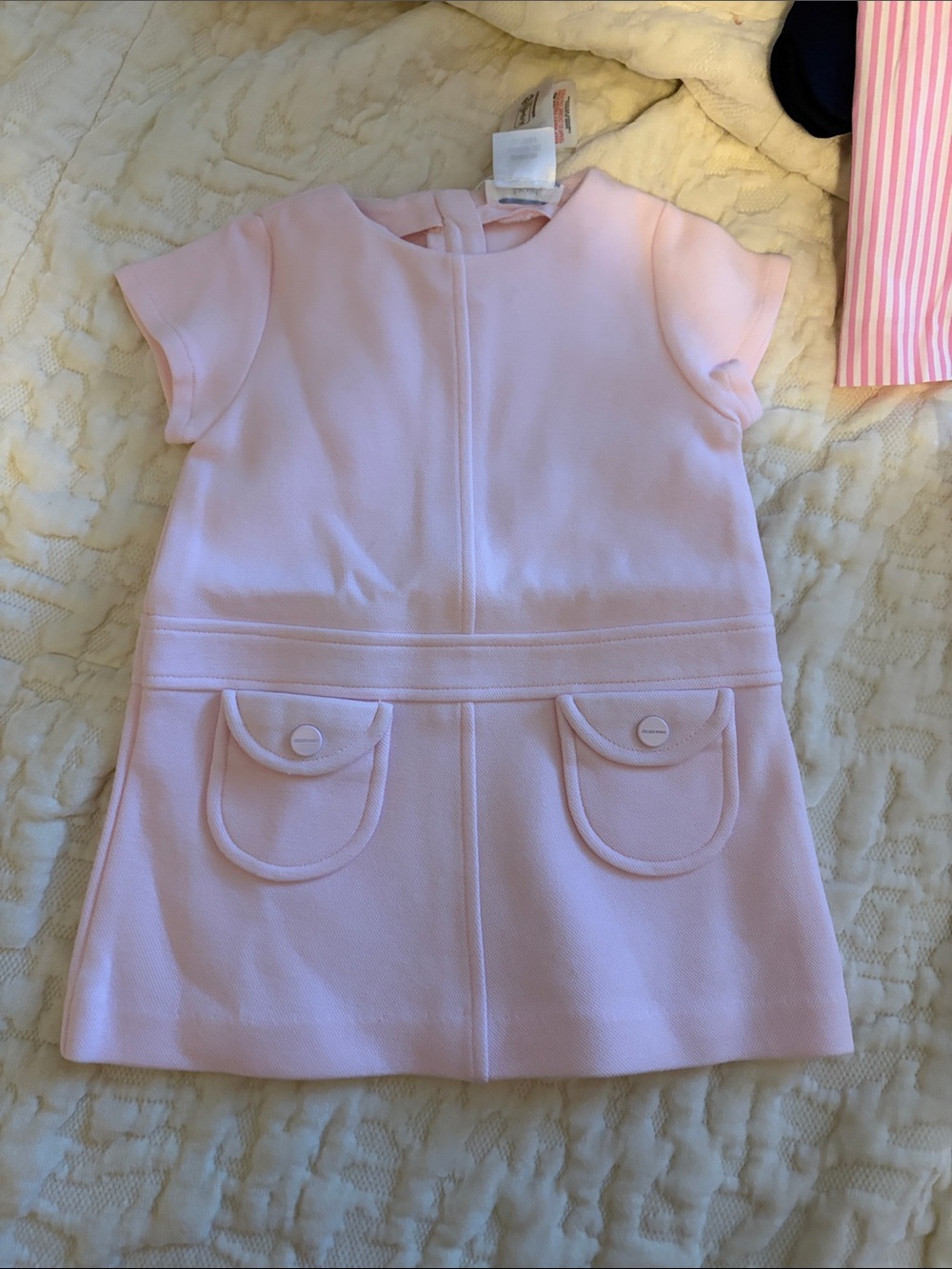 Classic Pink Pocket Front Kids Dress jacadi